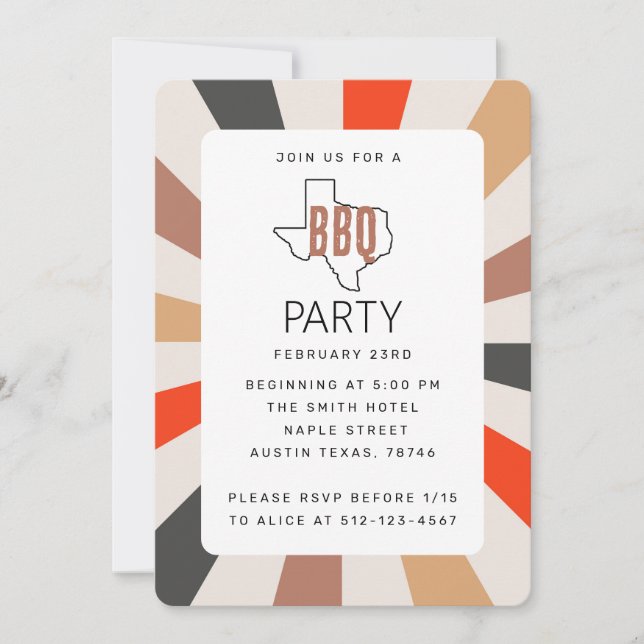 Texas Colourful BBQ Party Invitation (Front)