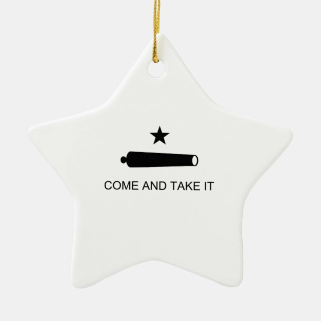 Texas, Come and Take It Ceramic Tree Decoration (Front)