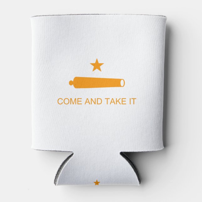 Texas Come and Take It Flag - Orange Can Cooler (Front)