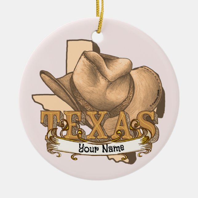 Texas Cowboy  Ceramic Tree Decoration (Front)