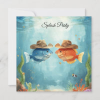 Texas Cowboy Fish Party Invitation