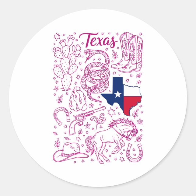 Texas Cowboy Pack Western Vibes Classic Round Sticker (Front)