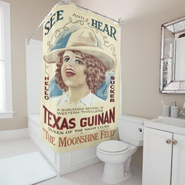 Texas Cowgirl Singer Poster Print Shower Curtain (In Situ)