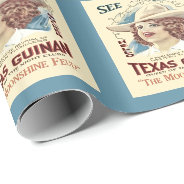 Texas Cowgirl Vintage Western Poster Wrapping Paper (Roll Corner)