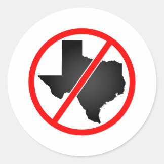 Texas Cross Out Symbol Classic Round Sticker
