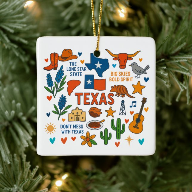 Texas Custom Family Trip Christmas Ceramic Ornament (Tree)