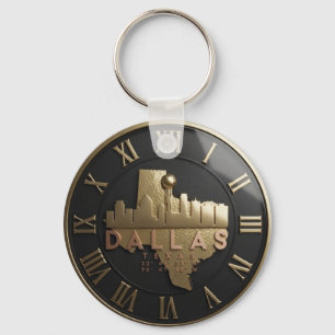 Texas Dallas Skyline Gold Black Key Ring