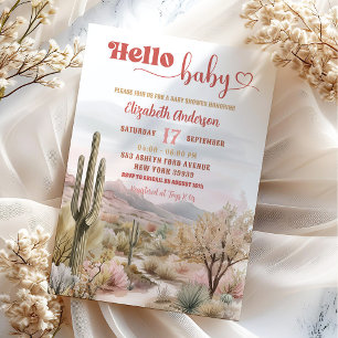 Texas Desert Baby Shower Hello Baby Invitation