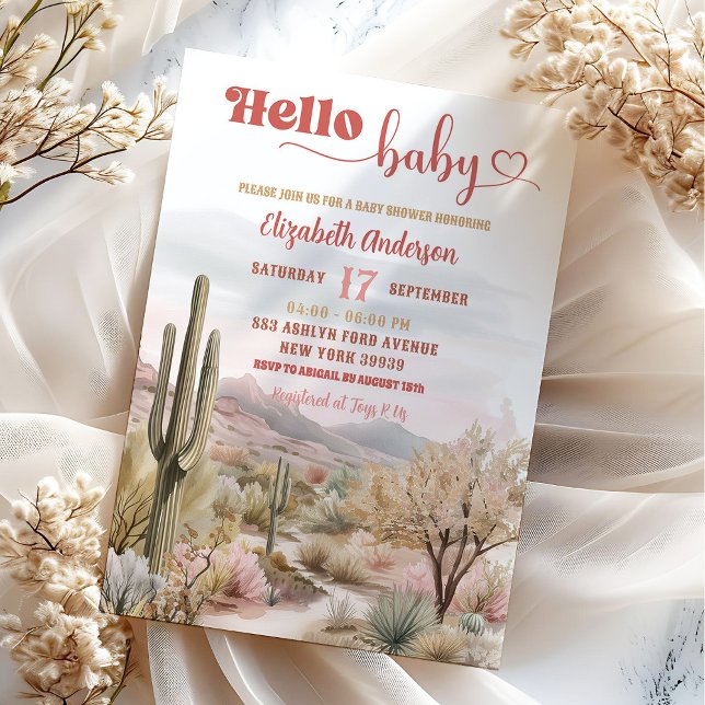 Texas Desert Baby Shower Hello Baby Invitation (Creator Uploaded)