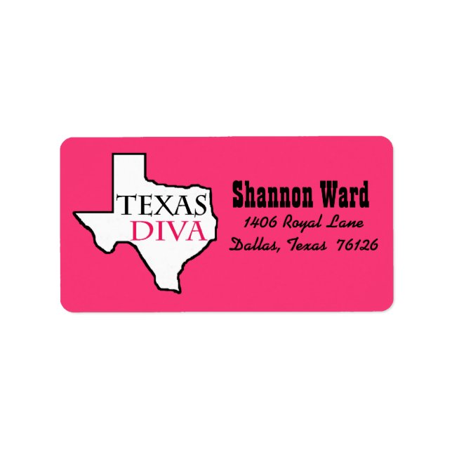 "Texas Diva" Label (Front)