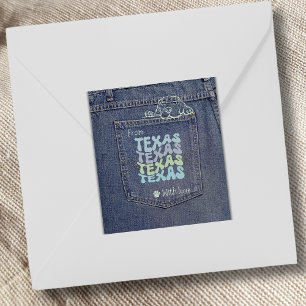 Texas Dog in Jean Pocket Classic Square Sticker