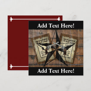Texas Duelling Pistols Lone Star Most Wanted Sign Thank You Card