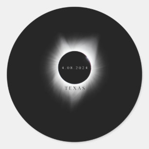Texas Eclipse 4.08.24 Total Solar Eclipse 2024 Tex Classic Round Sticker