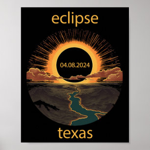 Texas Eclipse April 8 2024 04.08.2024 Texas Solar  Poster