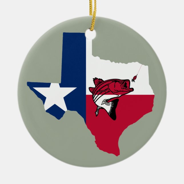 Texas Fishing Ceramic Tree Decoration (Front)
