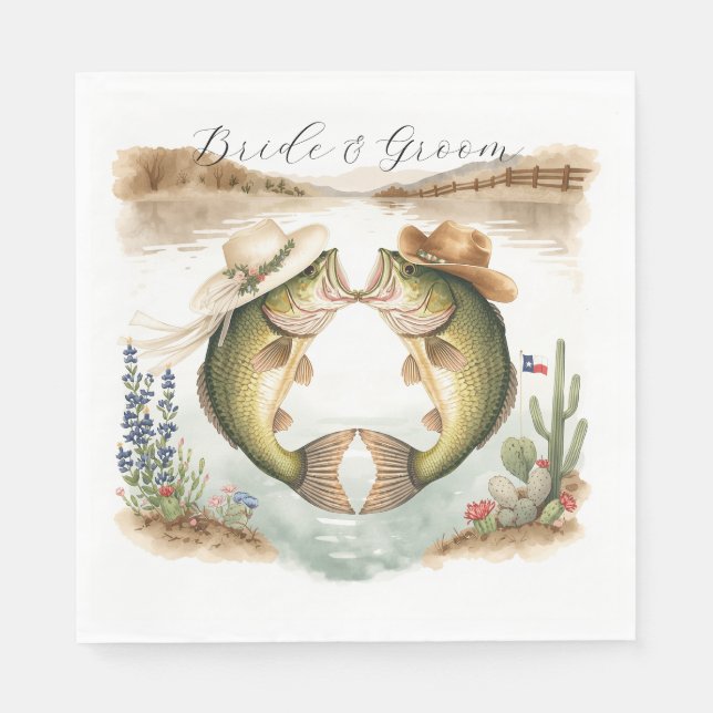Texas Fishing Wedding  Napkin (Front)