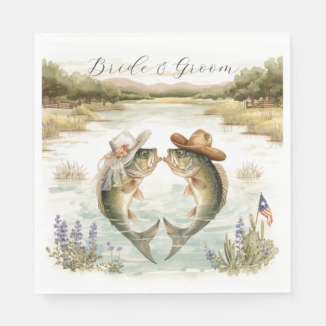 Texas Fishing Wedding  Napkin (Front)