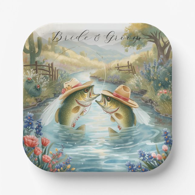 Texas Fishing Wedding  Paper Plate (Front)
