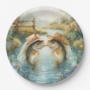 Texas Fishing Wedding Paper Plate