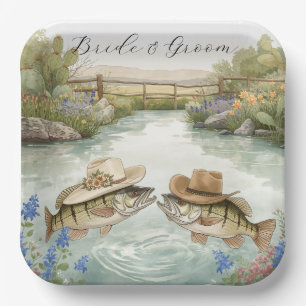 Texas Fishing Wedding  Paper Plate