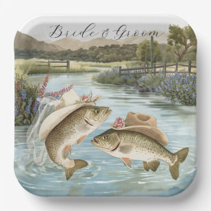 Texas Fishing Wedding Paper Plate