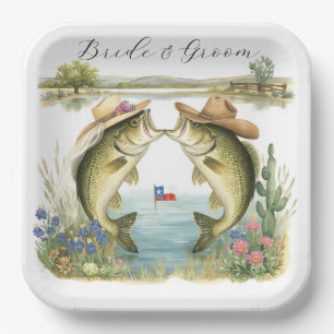 Texas Fishing Wedding Paper Plate