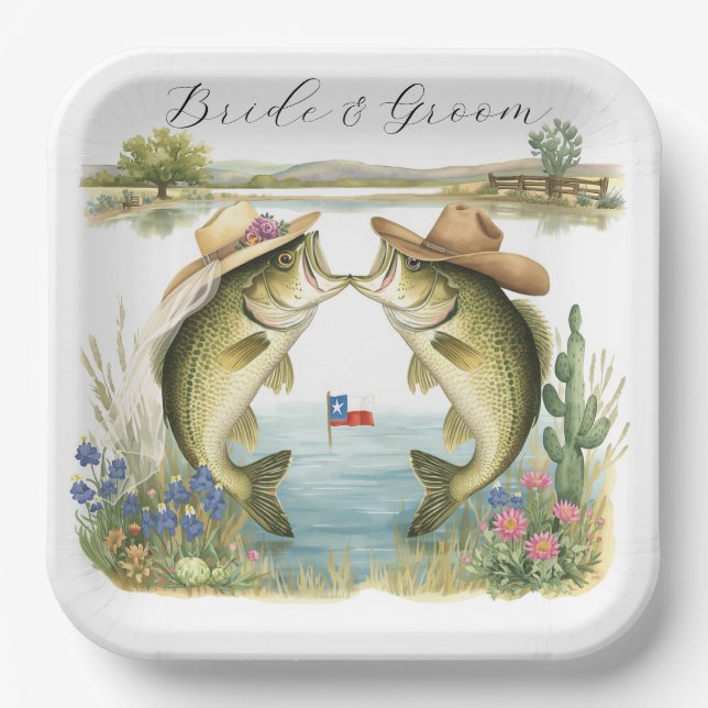 Texas Fishing Wedding  Paper Plate (Front)