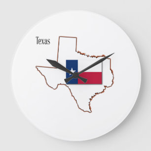 Texas Flag and Map Large Clock