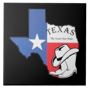 Texas: Flag and Silhouette of Texas Tile