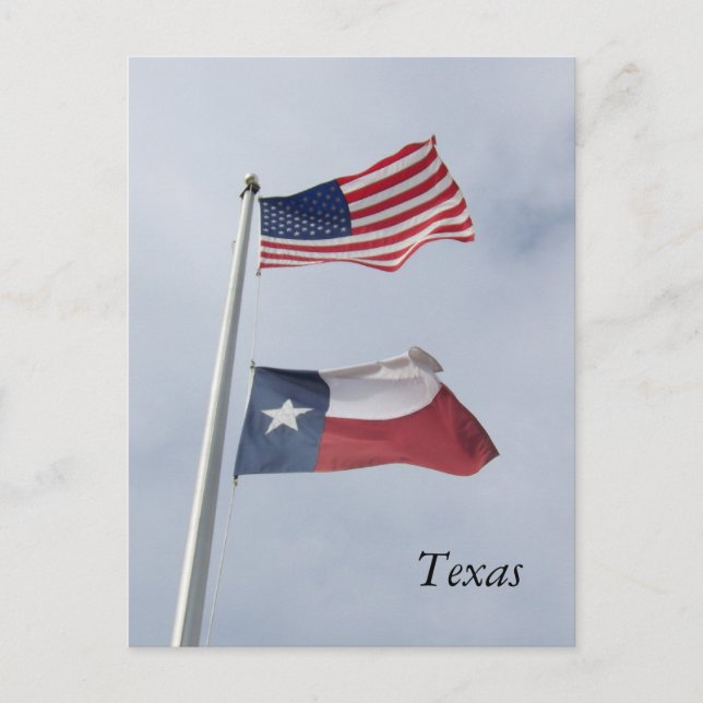 Texas Flag and United States Flag Post Card (Front)