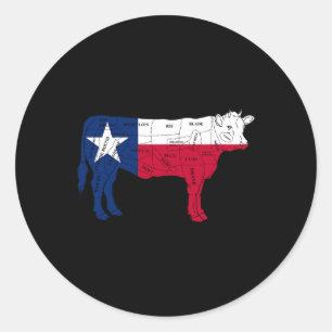 Texas Flag Bbq Beef Butcher Cuts Rbecue - Texan Bu Classic Round Sticker