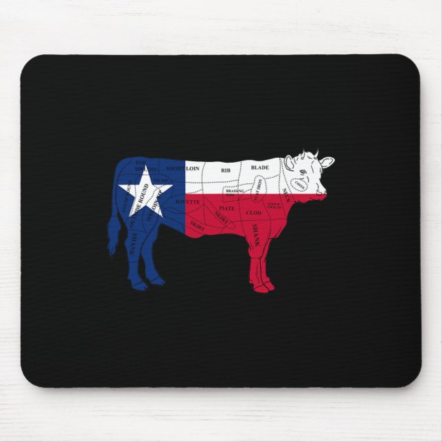 Texas Flag Bbq Beef Butcher Cuts Rbecue - Texan Bu Mouse Pad (Front)