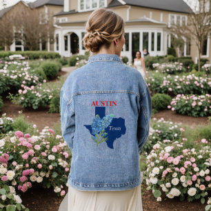 Texas Flag Bluebonnets flowers Custom Denim Jacket