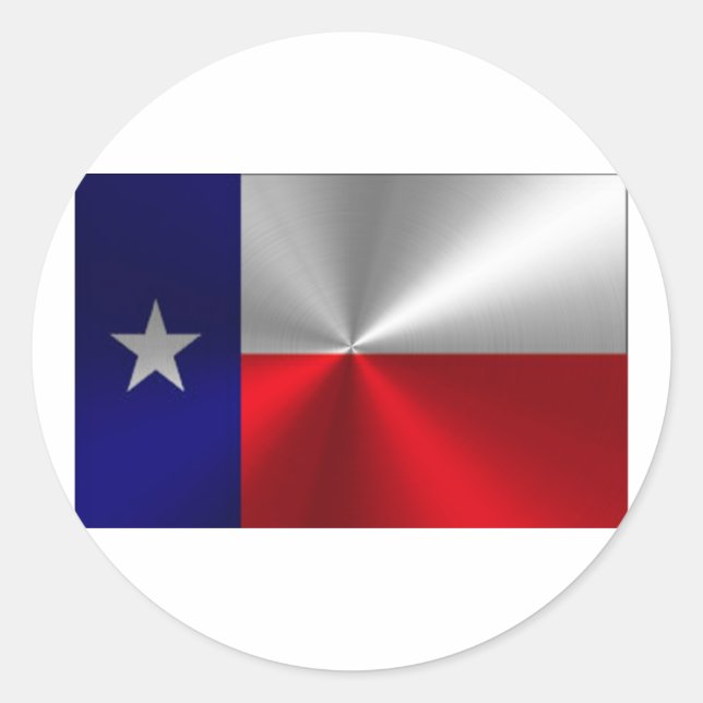 Texas Flag Brushed Metal Classic Round Sticker (Front)