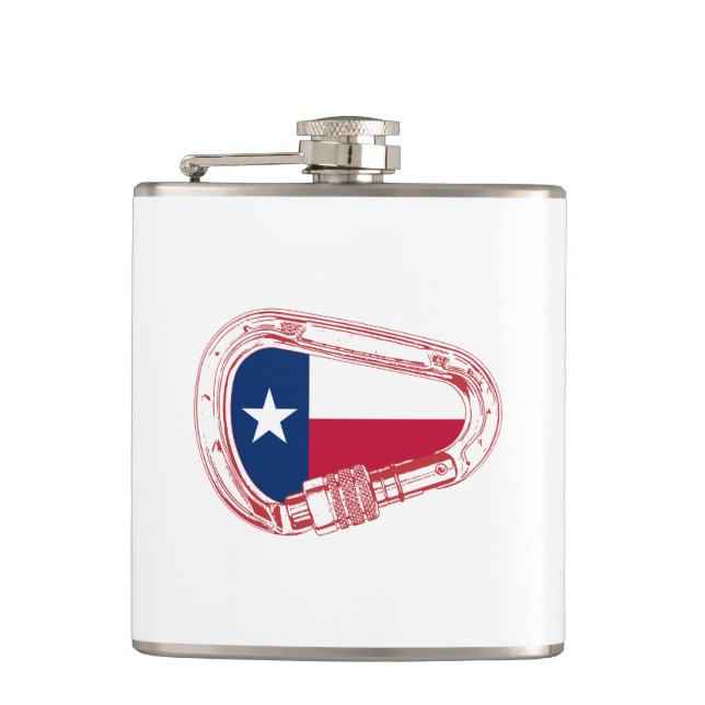 Texas Flag Climbing Carabiner Hip Flask (Front)
