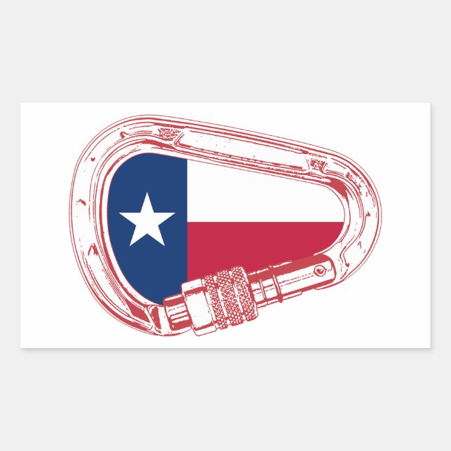 Texas Flag Climbing Carabiner Rectangular Sticker (Front)