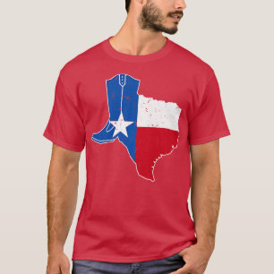 Texas Flag Cowboy Boot Cattleman T-Shirt