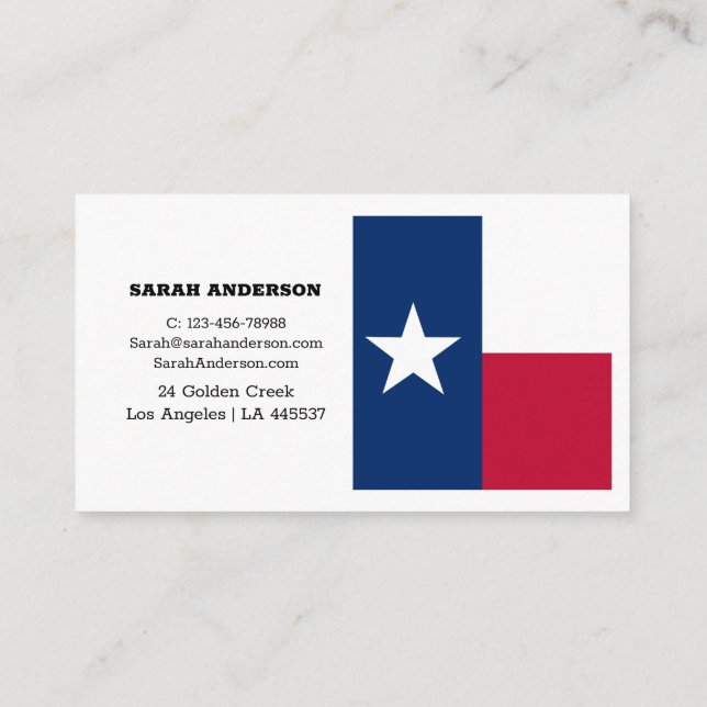 Texas Flag Elegant Business Cards / USA (Back)