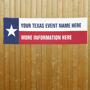 Texas flag event banner with your information