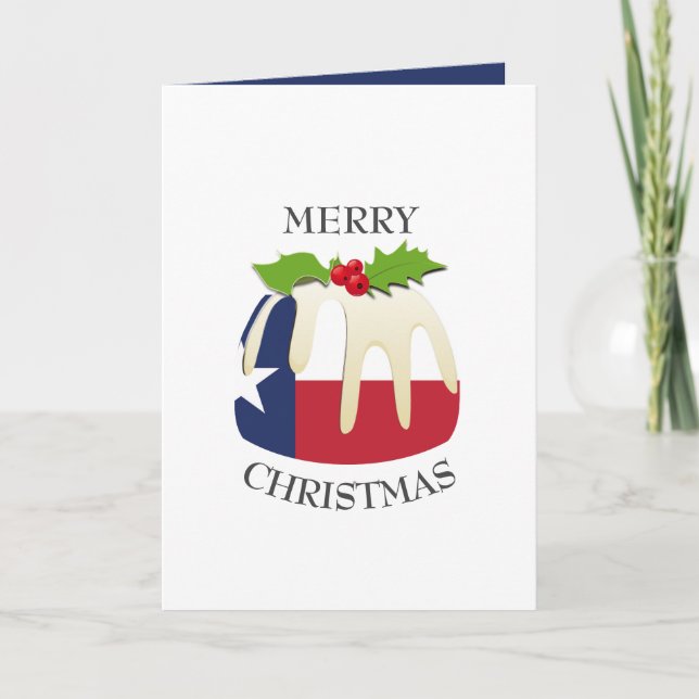 TEXAS FLAG | Festive Plum Pudding | Christmas Holiday Card (Front)