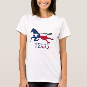 Texas Flag Horse Running And Texas Letters T-Shirt