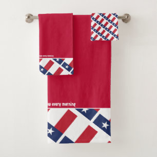 TEXAS FLAG Lone Star Personalised Scripture RED Bath Towel Set