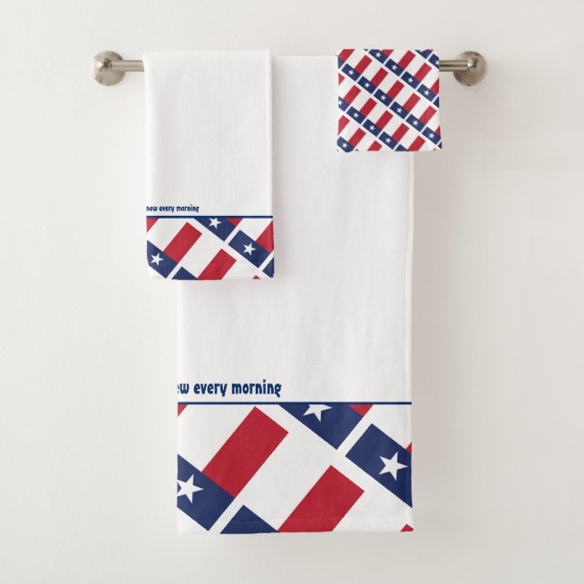 TEXAS FLAG Lone Star Personalised Scripture WHITE Bath Towel Set (Insitu)