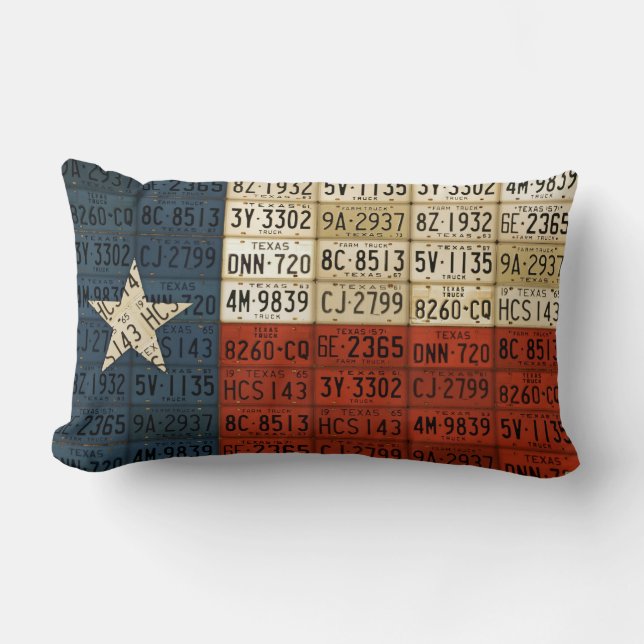 Texas Flag Lone Star State License Plate Art Lumbar Cushion (Front)