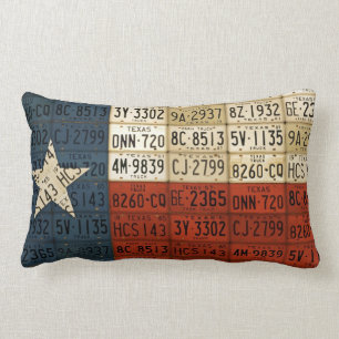 Texas Flag Lone Star State License Plate Art Lumbar Cushion