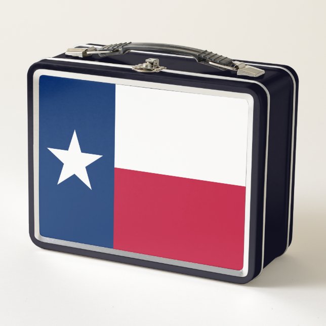 Texas Flag: Longhorns, The Texan Lone Star State Metal Lunch Box (Front)