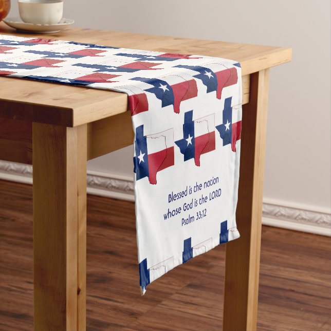 TEXAS Flag Map Customised Scripture Short Table Runner (In Situ)