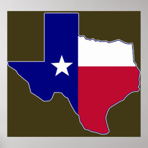 Texas Flag Map Poster