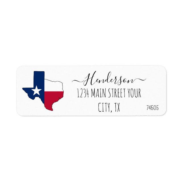 Texas Flag map Return Address (Front)