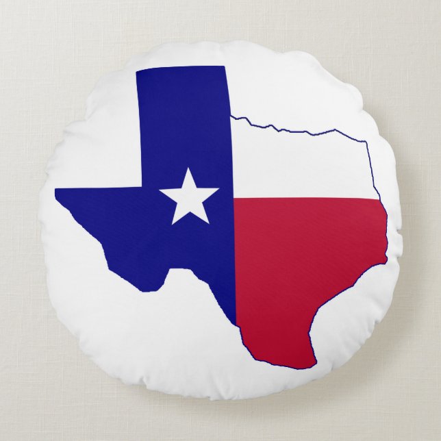 Texas Flag Map Round Cushion (Front)
